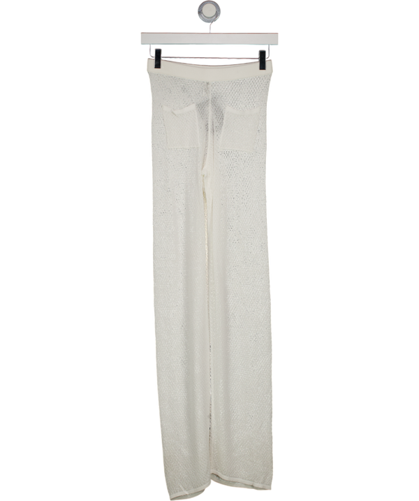 DEVON WINDSOR White Sheer Knit Beach Trousers UK S
