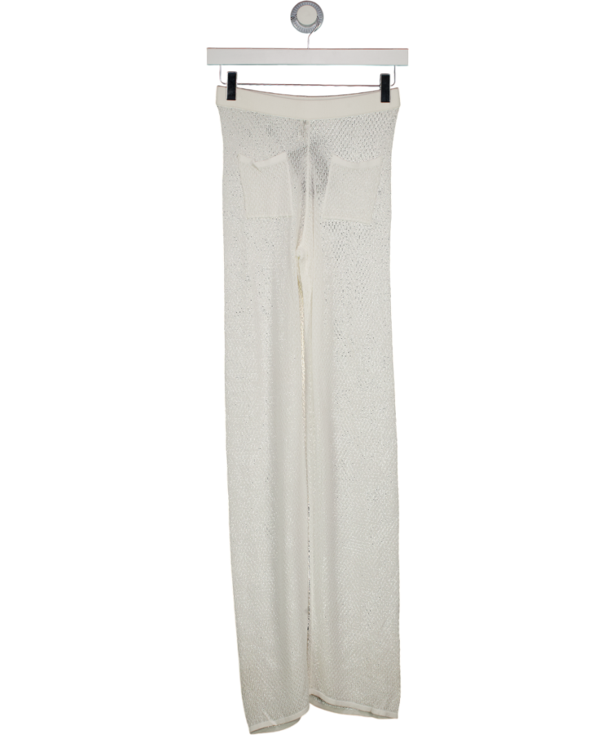 DEVON WINDSOR White Sheer Knit Beach Trousers UK S