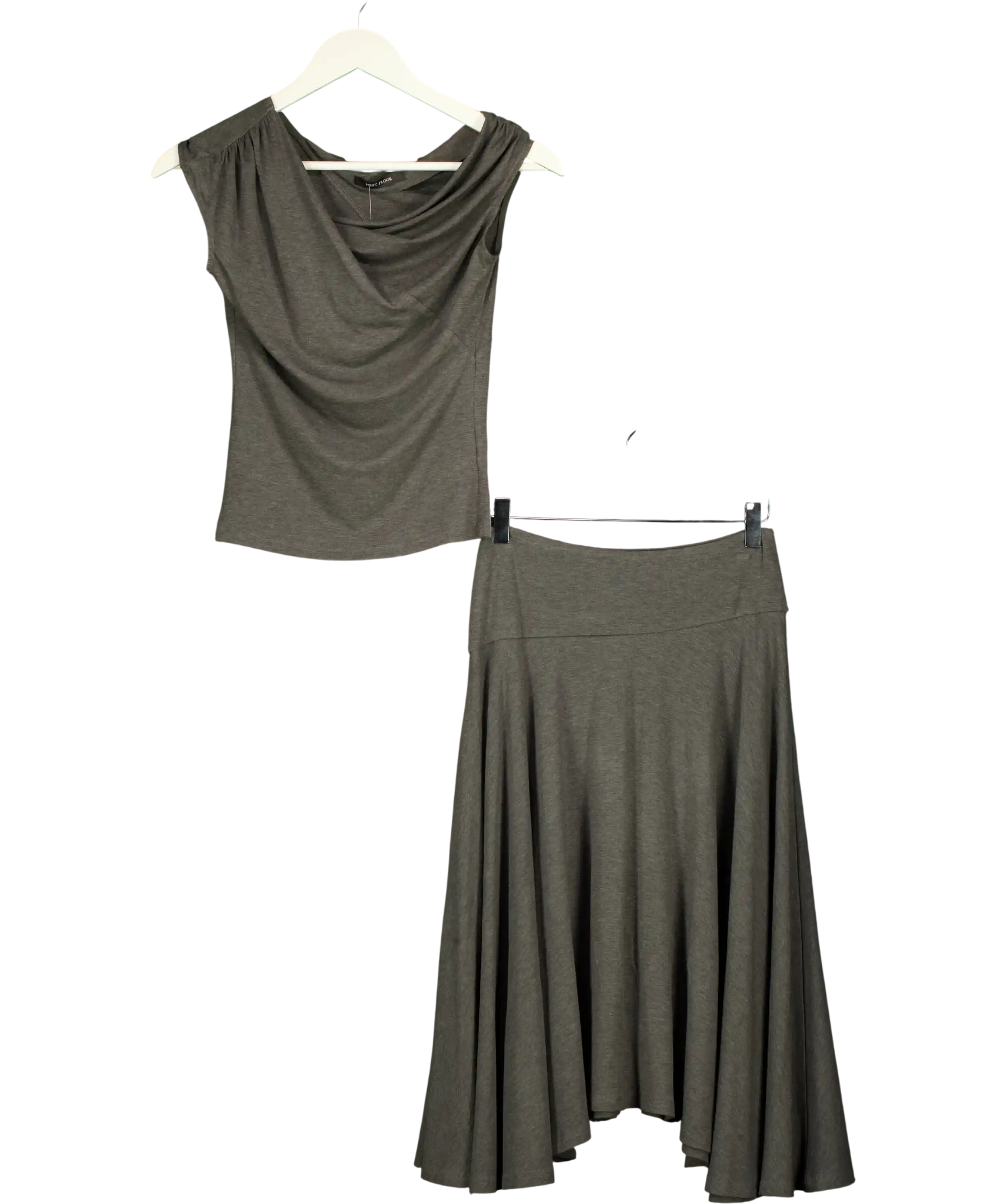 First Floor Grey Midi Skirt With Top UK S