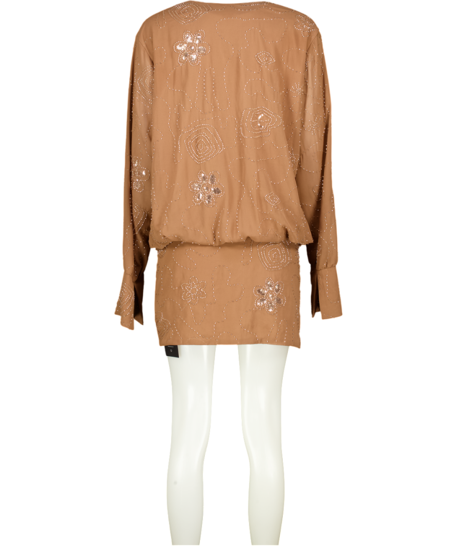 K/ZN Brown Beaded Mini Dress UK S