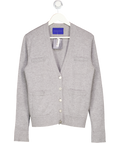 WINSER LONDON Grey Wool & Cashmere Blend V-neck Cardigan. UK S