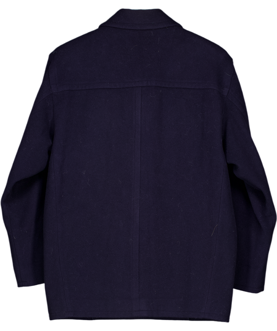 YVES SAINT LAURENT Vintage 100% Wool Navy Blue Pea Coat Fr40 UK 12