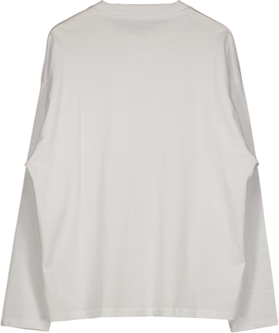 River Island White Long Sleeve Oversize Fit Top UK M
