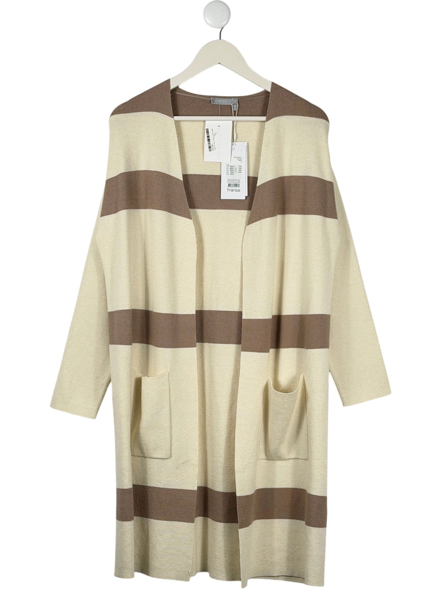 FRANSA Beige Brown FRLUCCA CAR 1 Striped Cardigan UK S