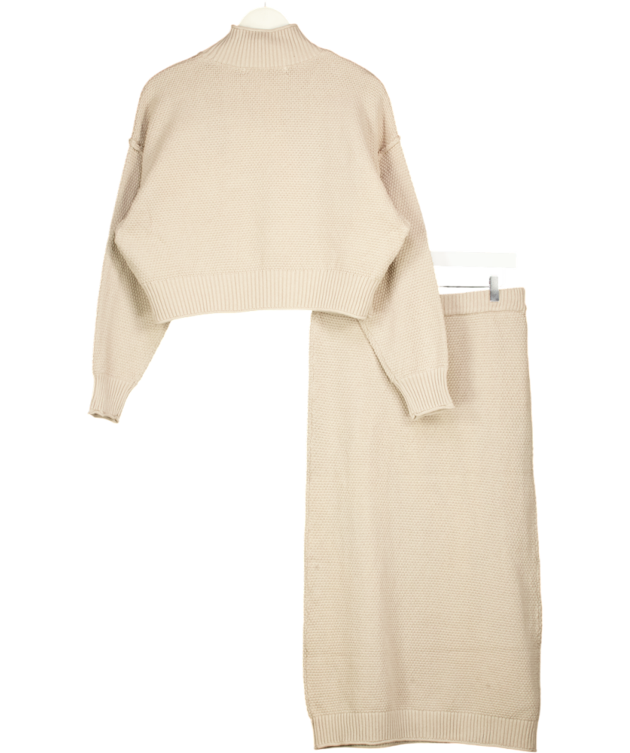 FREE PEOPLE 2-piece  Beige Haille 100% Cotton Knit Jumper & Maxi Skirt Set UK M