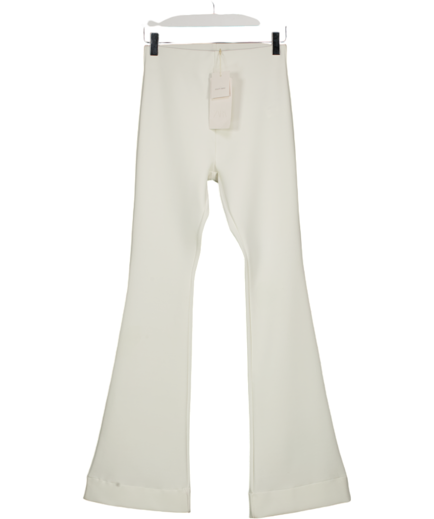ZARA White Flare Trousers With Vents UK S