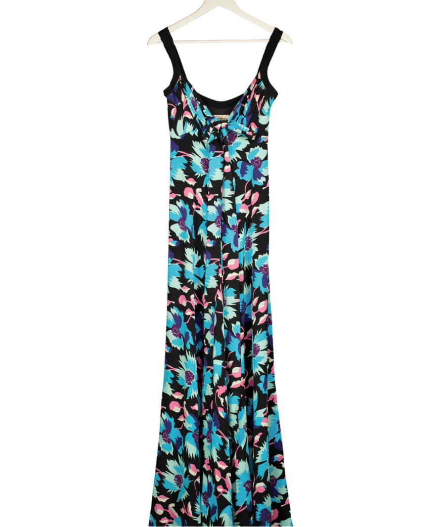 TEMPERLEY LONDON Black / Blue Floral Silk Maxi Dress UK 8