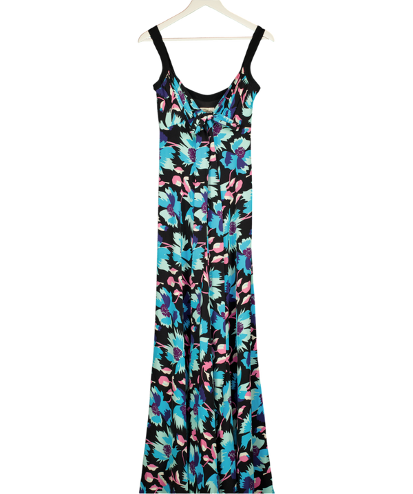 TEMPERLEY LONDON Black / Blue Floral Silk Maxi Dress UK 8
