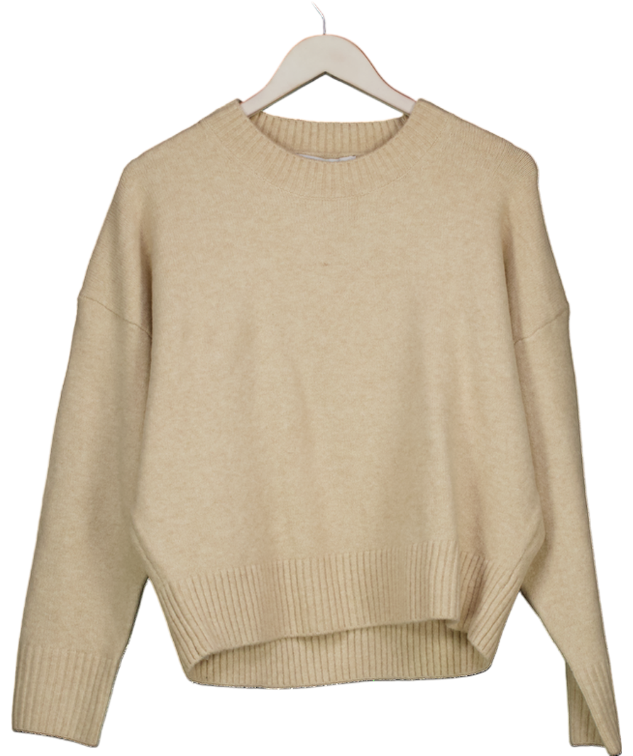 ZARA Beige Supersoft Wool Blend Crew Neck Jumper UK M