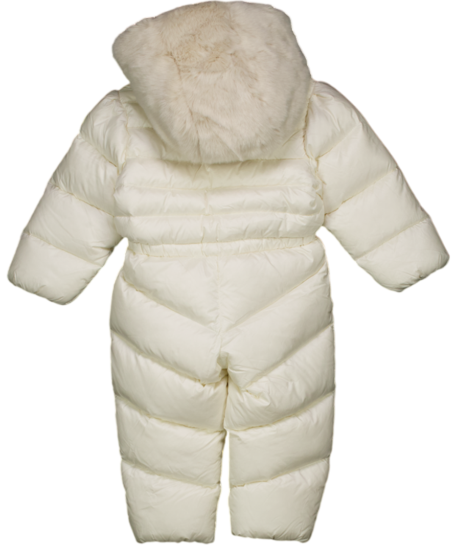 MONCLER Cream Feather And Down Filled Fur Hooded Snowsuit 12-18 Months