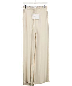 4th Reckless Tulum Beige Linen Drawstring Waist Trouser UK 8
