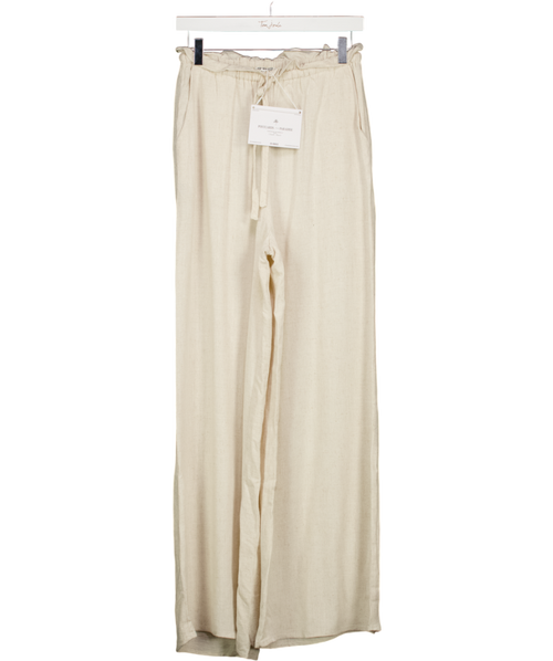 4th Reckless Tulum Beige Linen Drawstring Waist Trouser UK 8