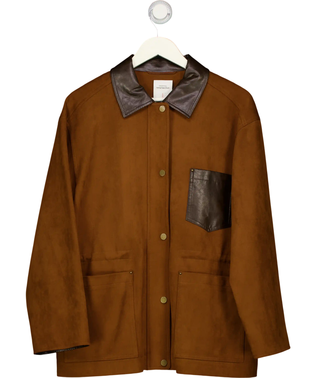 Fabrique Brown X Sang-hee Chun Oversize Suede-effect Workwear Jacket UK S