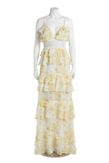 True Decadence Watercolour-Floral Sophia Dress Yellow UK 12
