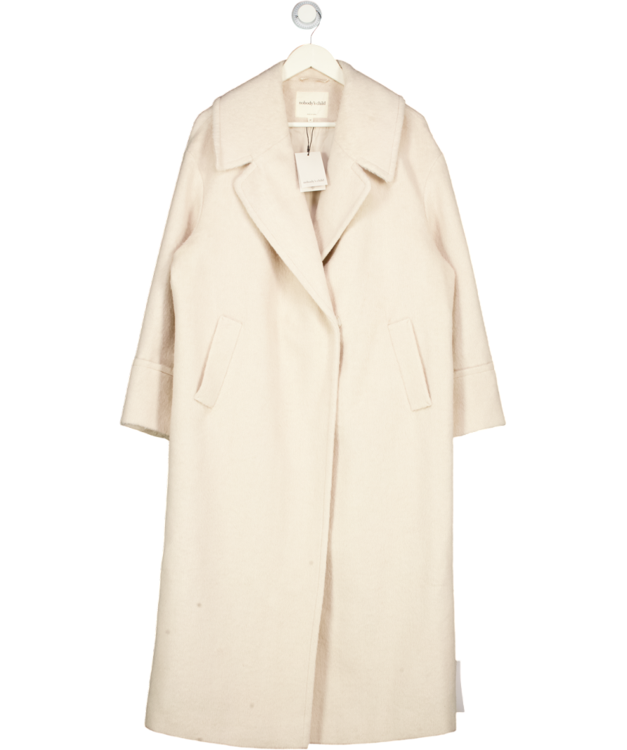 NOBODY'S CHILD Cream Relaxed Brushed  Wool Blend Coat UK M