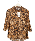 ZARA Brown Leopard Print Oversize Satin Shirt UK XS