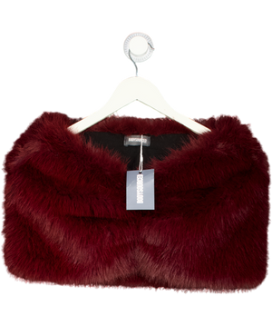 BODYSOURCED Cherry Red Decadence Fur Skirt UK S