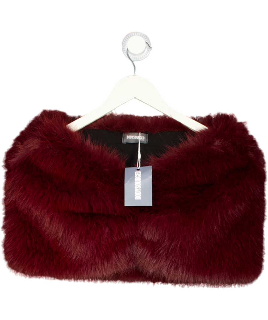 BODYSOURCED Cherry Red Decadence Fur Skirt UK S