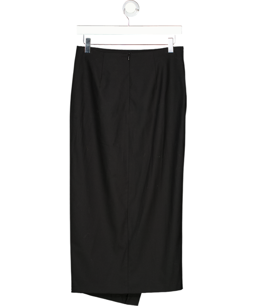 ZARA Black Asymmetric Wrap Detail Midi Pencil Skirt UK S