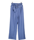 GHOSPELL Blue Bettie Tailored Pinstripe Double Buckle Wide Leg Trousers UK M