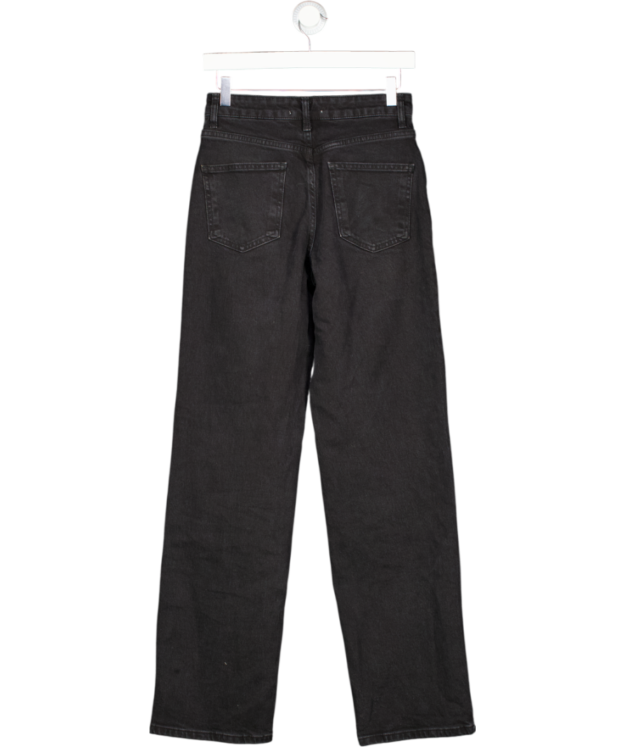 NA-KD Black Straight High Waist Jeans UK 6