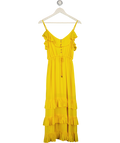 MELISSA ODABASH Bethan Yellow Frill Detail Midi Dress UK XS