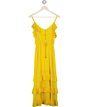 MELISSA ODABASH Bethan Yellow Frill Detail Midi Dress UK XS