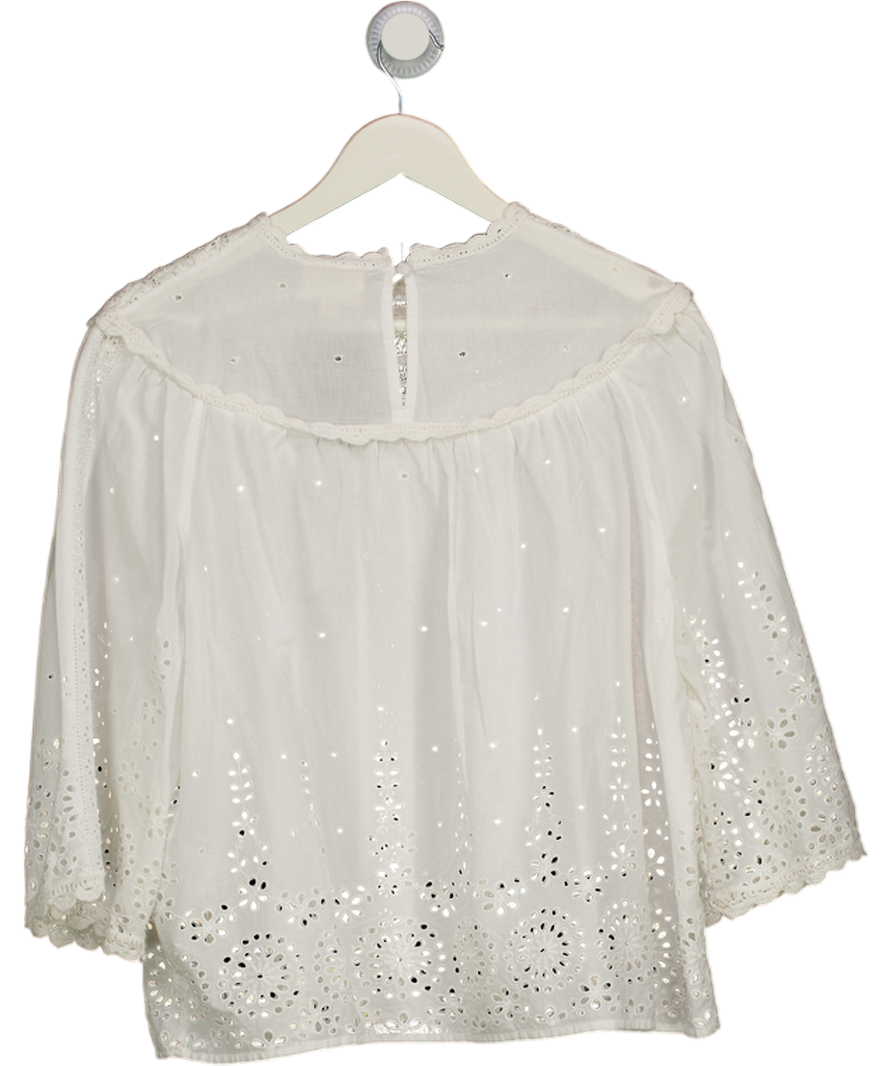 SEZANE White 100% Cotton Broderie Lace Top Fr40 UK 12