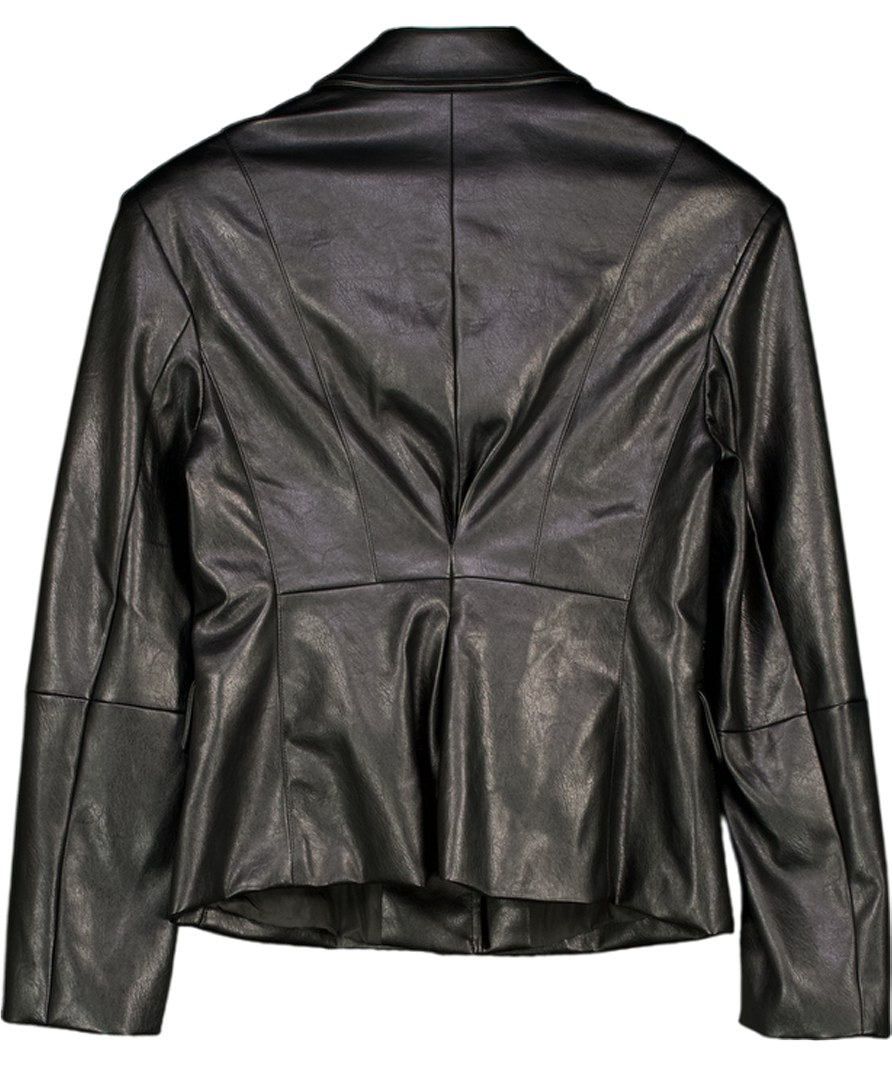 River Island Black Fitted Faux Leather Blazer UK 8