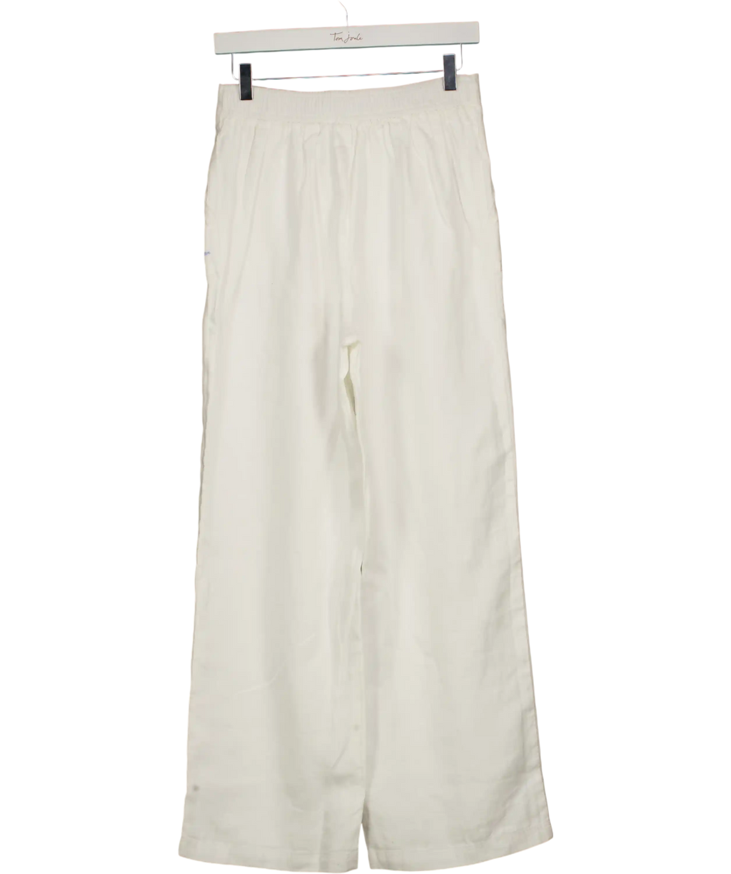 HOLLAND COOPER Amalfi Embroidered Logo  Linen Trouser White UK XS
