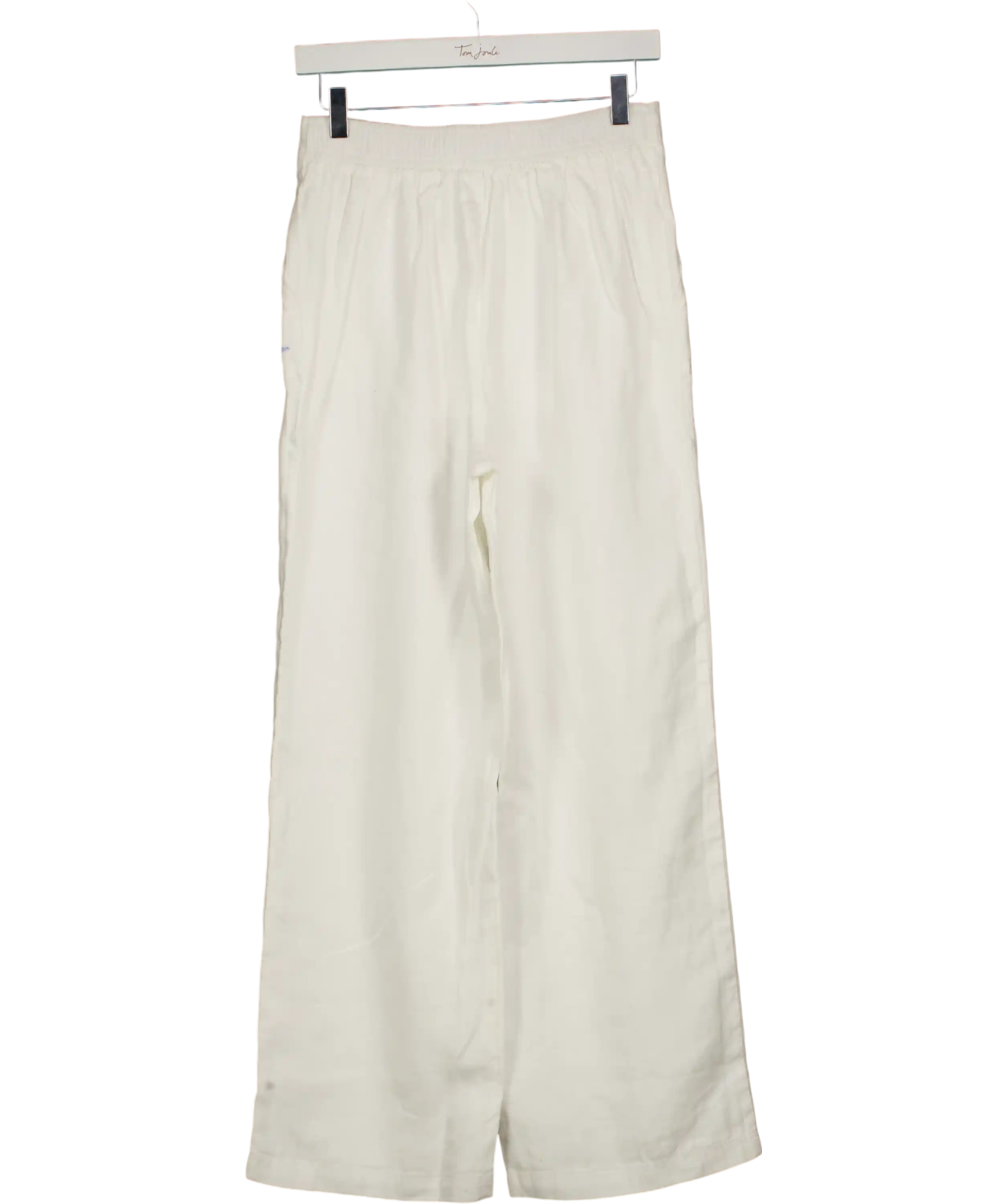 HOLLAND COOPER Amalfi Embroidered Logo  Linen Trouser White UK XS