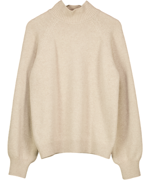 EMELLO Beige Luxury Merino / Cashmere Blend Turtleneck Jumper UK 10