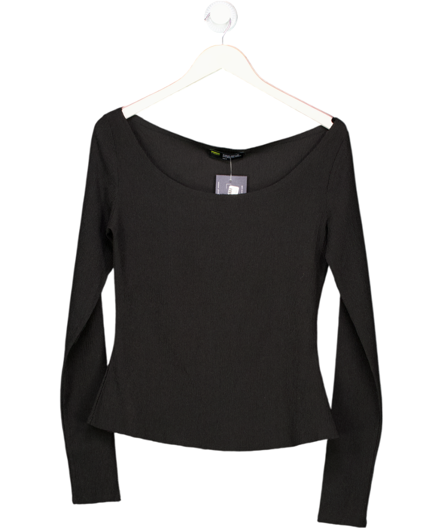 Finesse Black Scoop Neck Long Sleeve Top UK M