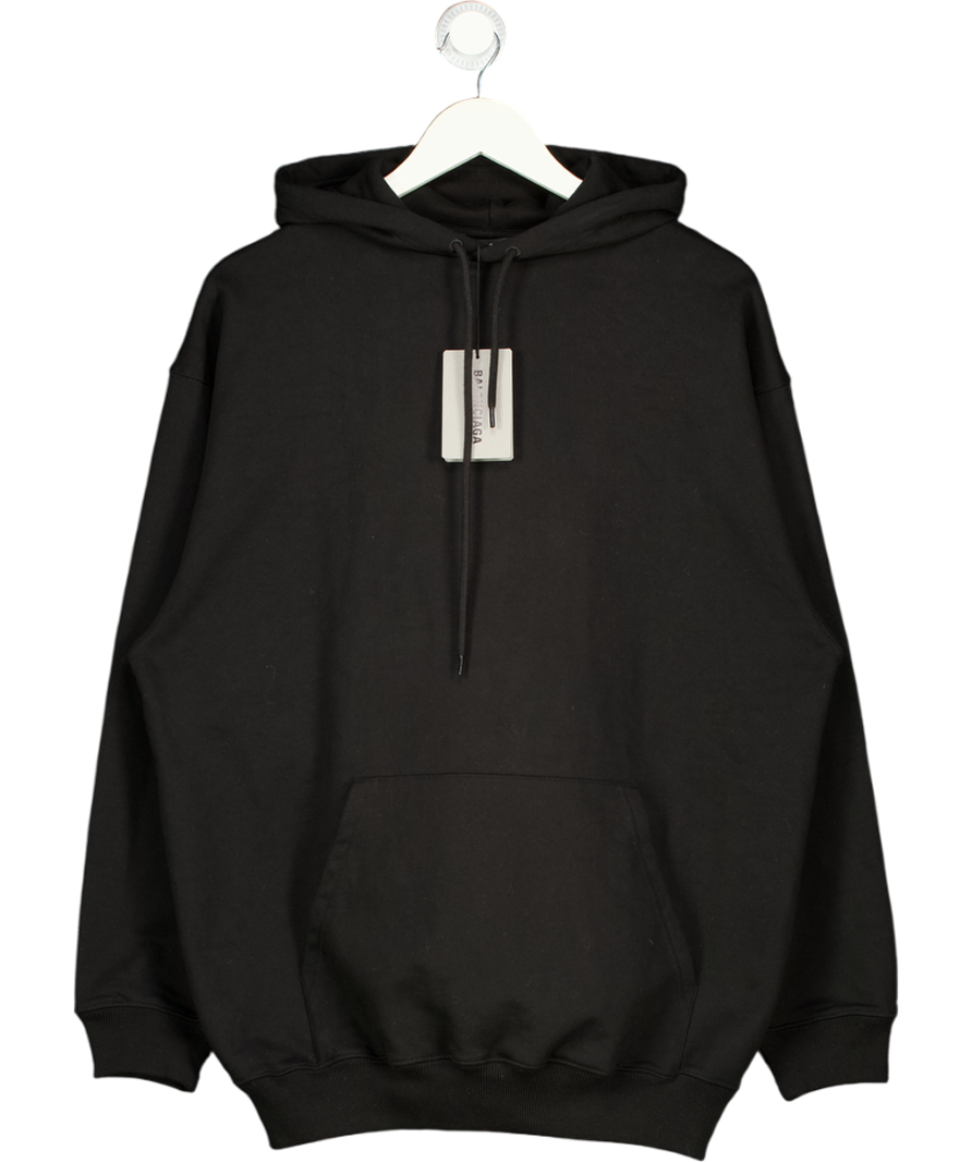 BALENCIAGA Black 100% Cotton Oversized Logo Back Hoodie UK XXS