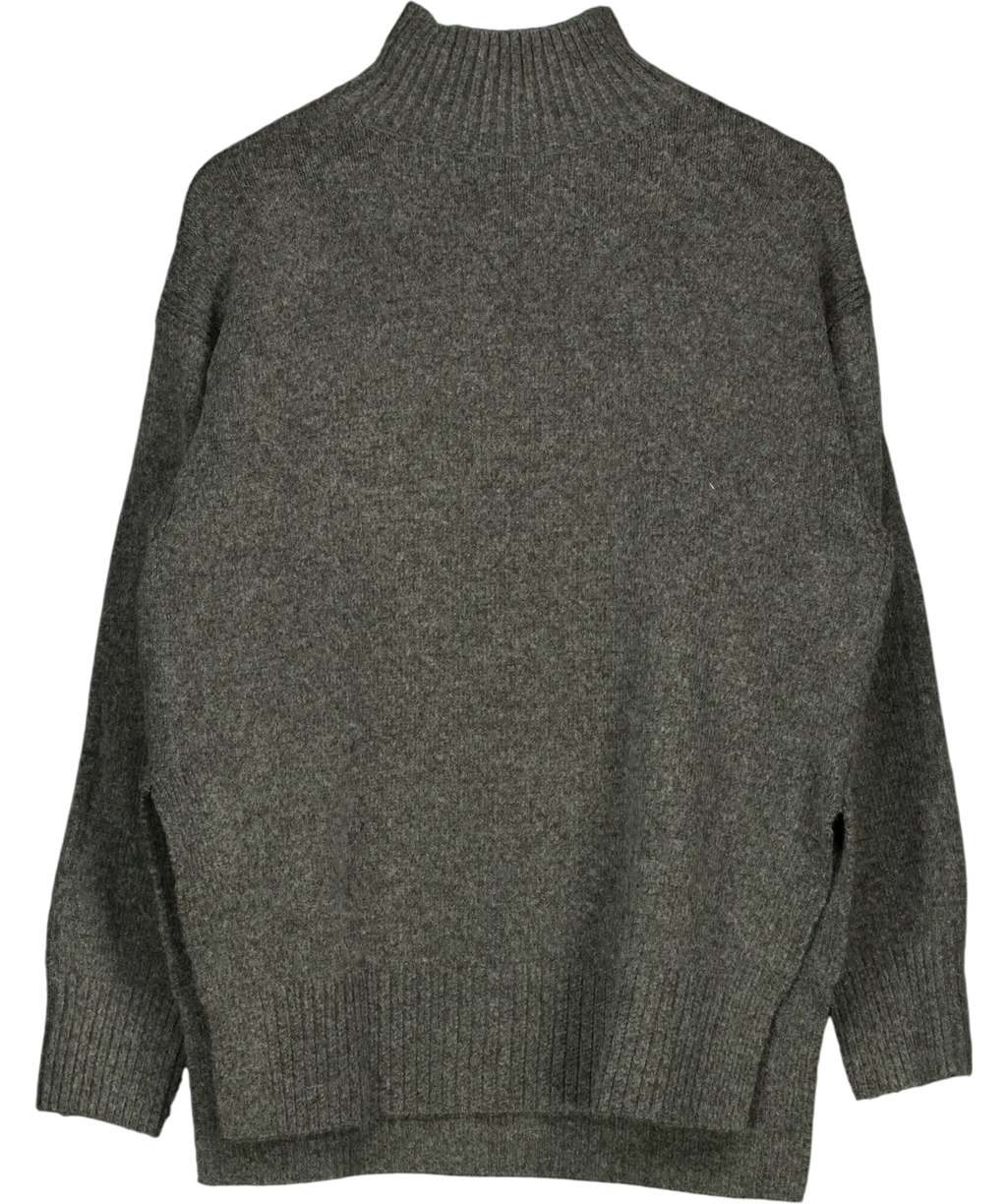H&M Grey Marl Oversized Polo-neck Jumper UK S