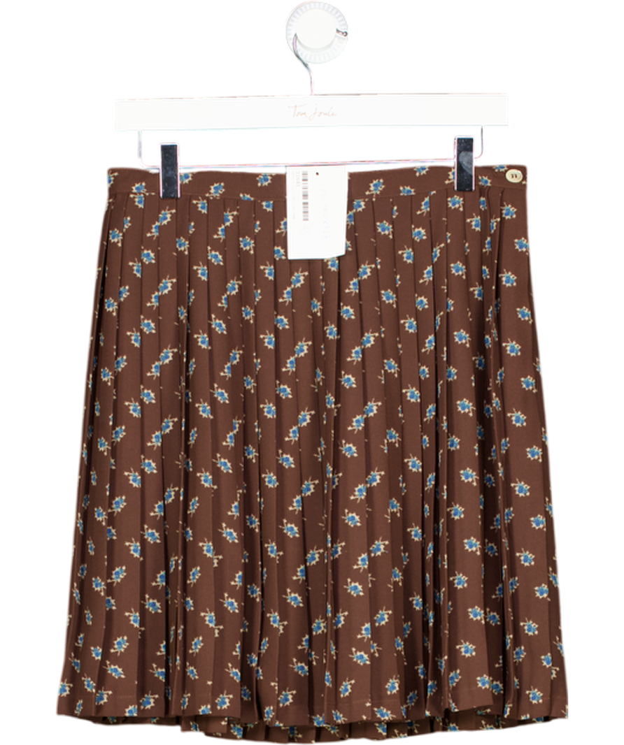 Max & Co Brown Pleated Print Mini Skirt UK 14