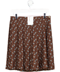 Max & Co Brown Pleated Print Mini Skirt UK 14