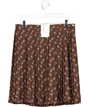 Max & Co Brown Pleated Print Mini Skirt UK 14
