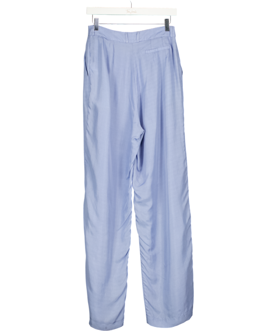 THE FRANKIE SHOP Blue Tansy Pleated Silky Cupro Trousers UK S