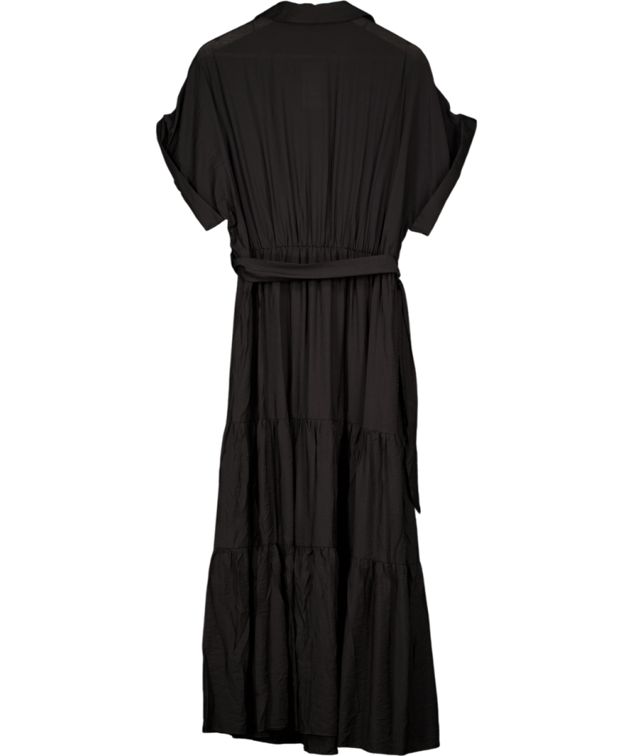 NEW LOOK Black Tiered Belted Midi Dress UK 18