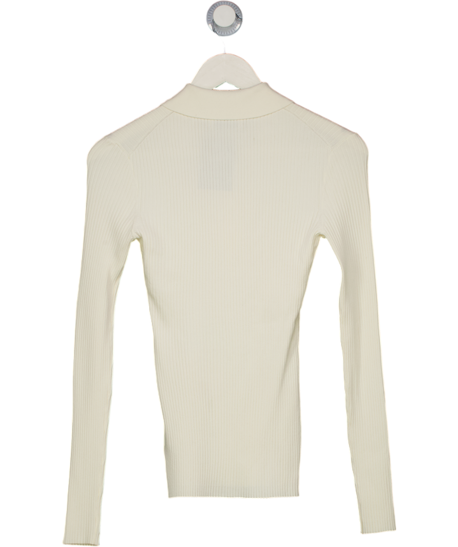 SERENA BUTE LONDON Ribbed Henley Top Cream UK S