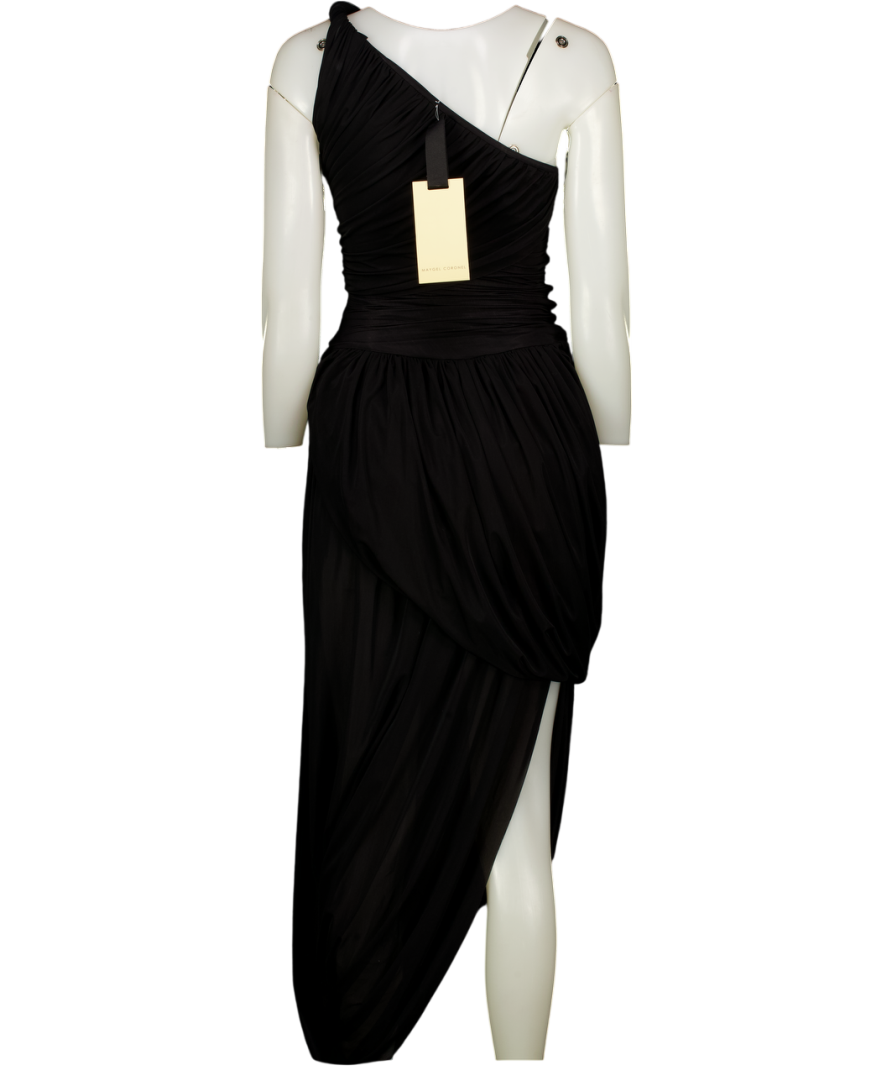 MAYGEL CORONEL Black Getsemani One-shoulder Dress UK S/M