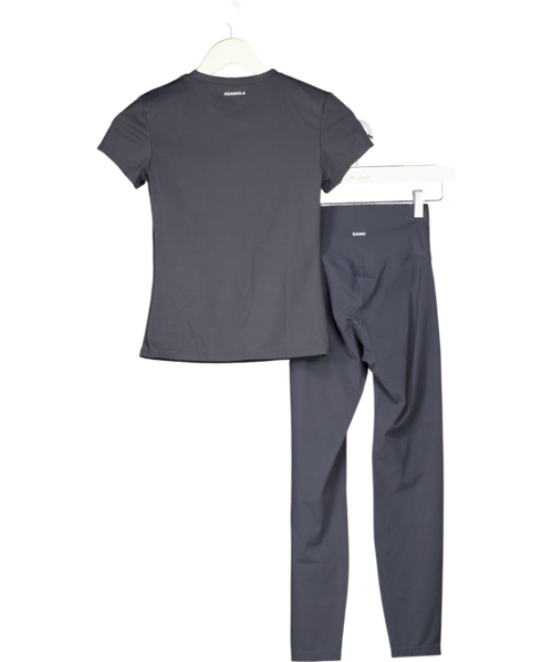 ADANOLA 2-piece Dark Grey Short Sleeve Top (uk S ) & Leggings (uk Xs) Active Set UK XS/S