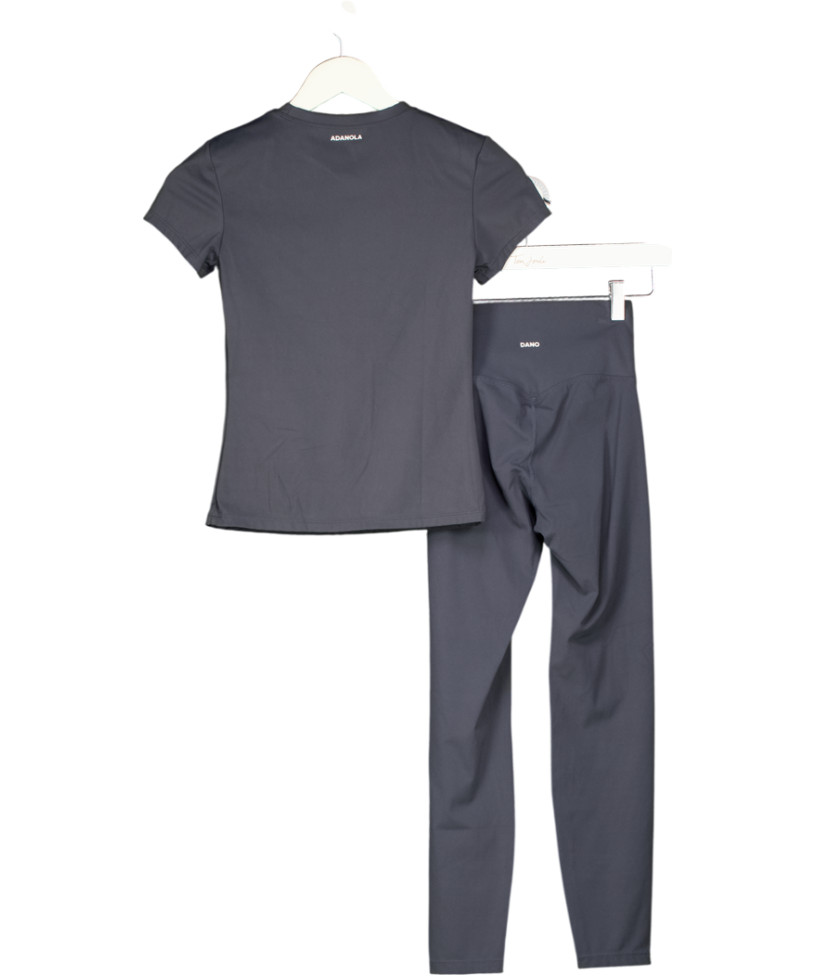 ADANOLA 2-piece Dark Grey Short Sleeve Top (uk S ) & Leggings (uk Xs) Active Set UK XS/S