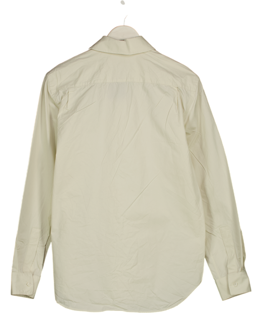 BURBERRY Off- White Knight Embroidered Logo Cotton Shirt UK S