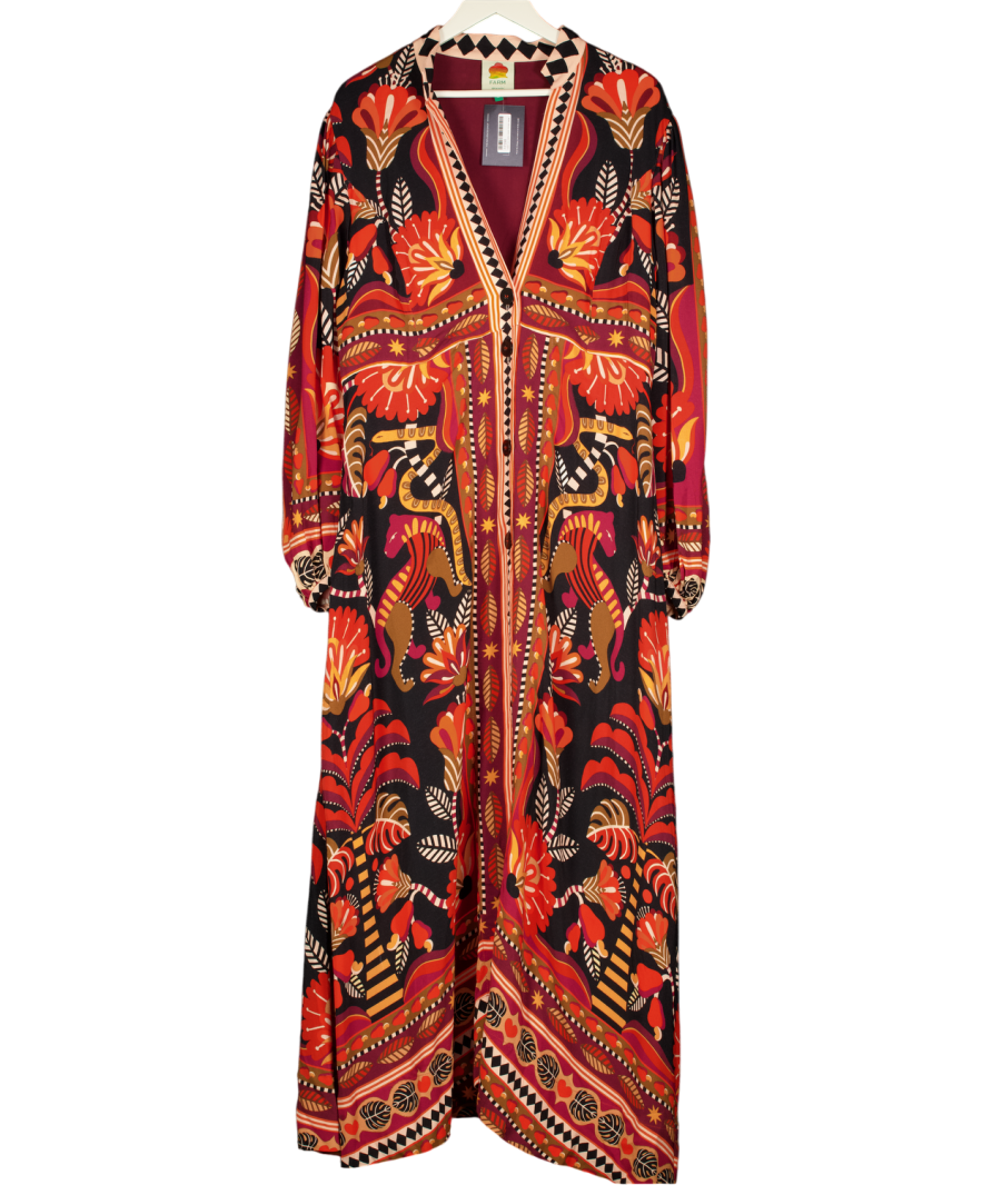 FARM RIO Nature Beauty Scarf Long Sleeve Maxi Dress UK XL