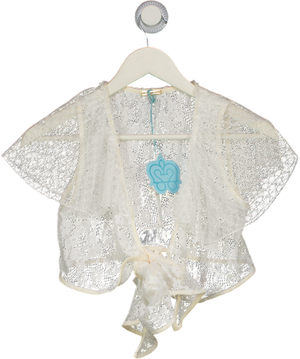 MY BEACHY SIDE White Lace Tie Front Lotus Top UK S