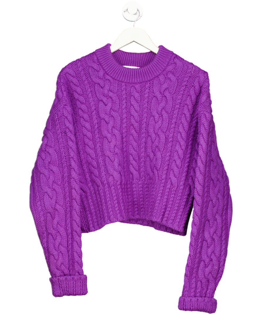 Ami Purple Cable Knit Crew Neck UK M