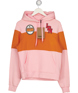 BURBERRY Candy Pink  / Orange Oversize Panelled Logo Graphic Hoodie UK XS