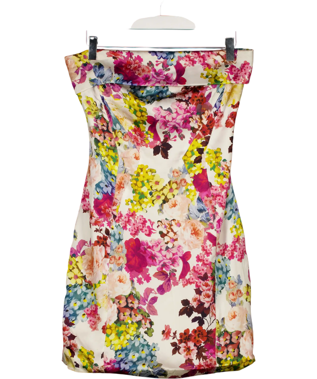 D&G DOLCE & GABBANA Floral Stretch Silk Bandeau Mini Dress  It40 UK 8